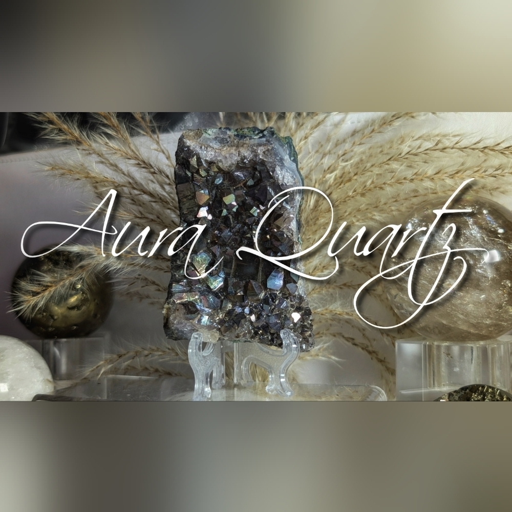 Aura Quartz Electroplated Amethyst Crystal Cluster